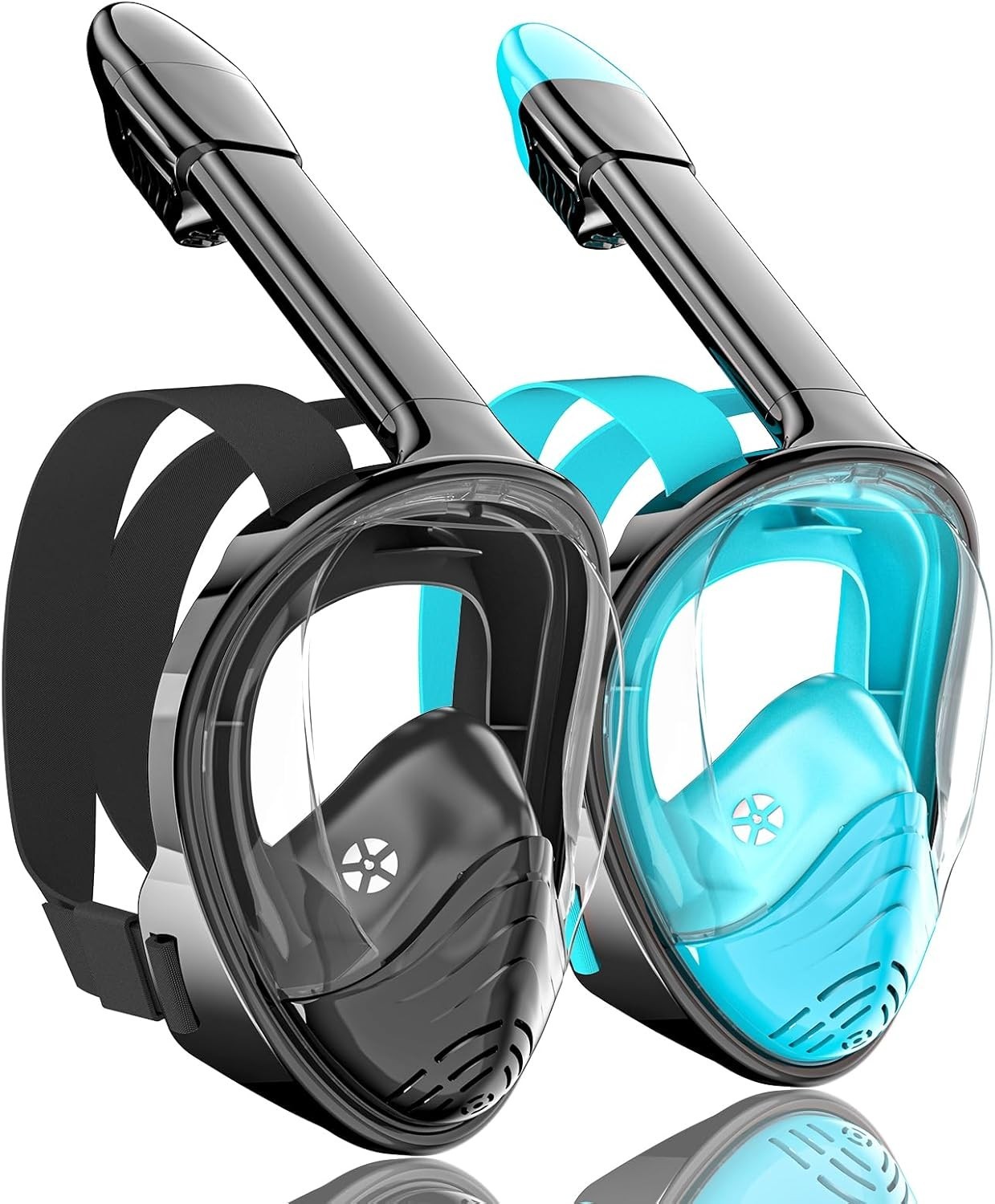 Adult Full Face Snorkel Mask Anti Fog Panoramic Dive Mask w/ Mount
