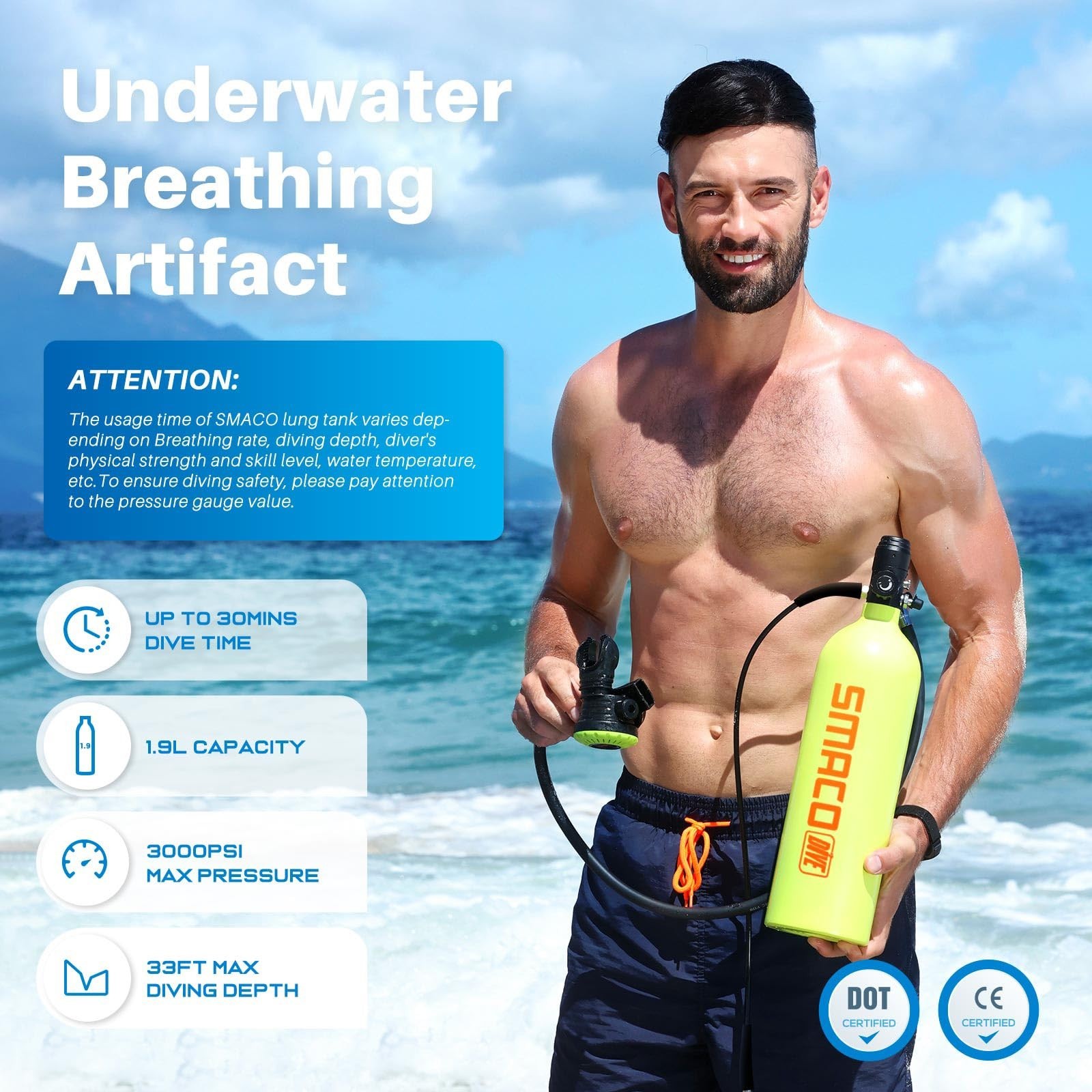 Diving Tank with Full Face Mask,Scuba Tank Lung Tank,30-35Min Portable Scuba Set