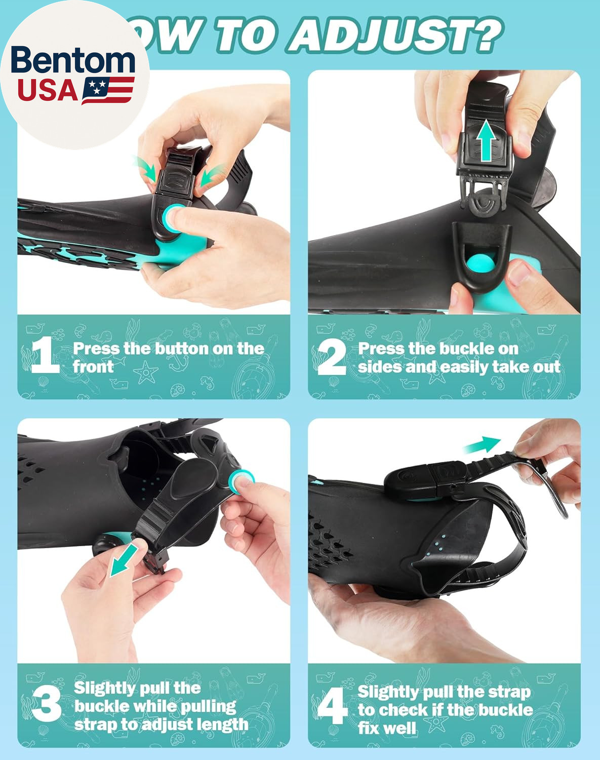 Mask Fins Snorkeling Gear for Adults, Full Face Snorkel Mask & Adjustable Swim F