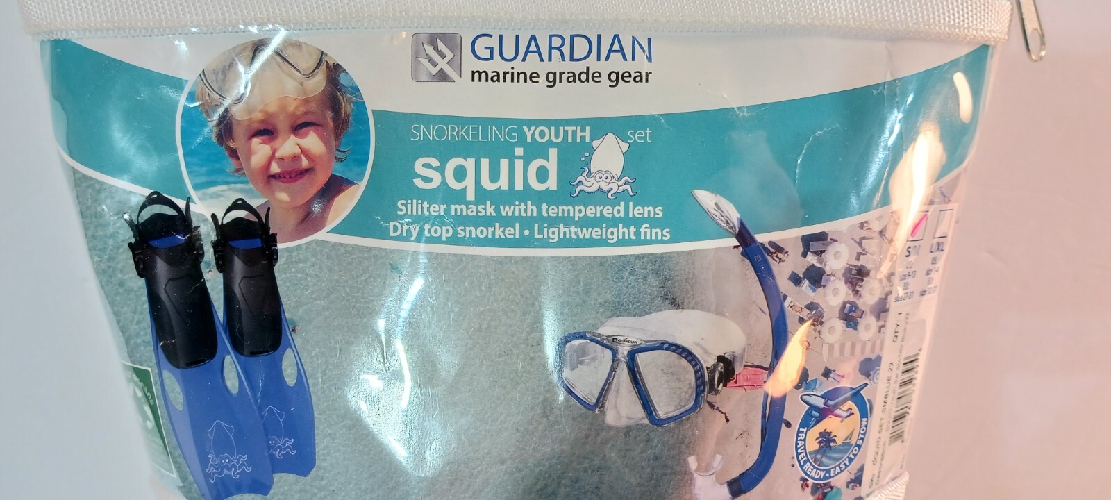 Guardian Snorkeling Set S/M US Size 9-13 Squid Set Small Blue Black 22 NWT