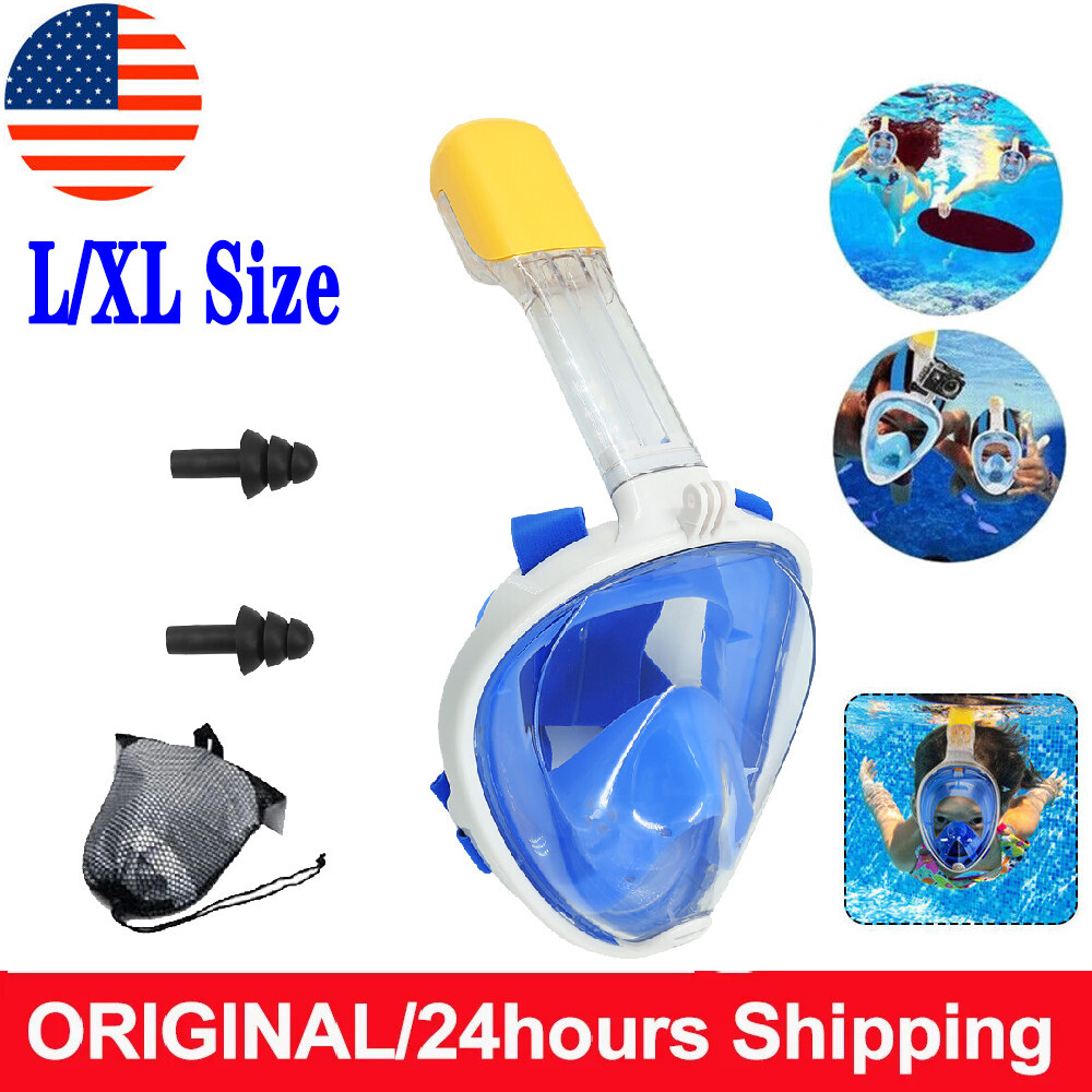 US L/XL Size Adult Snorkel Face Mask Swimming Scuba Set Full Anti-Fog Diving