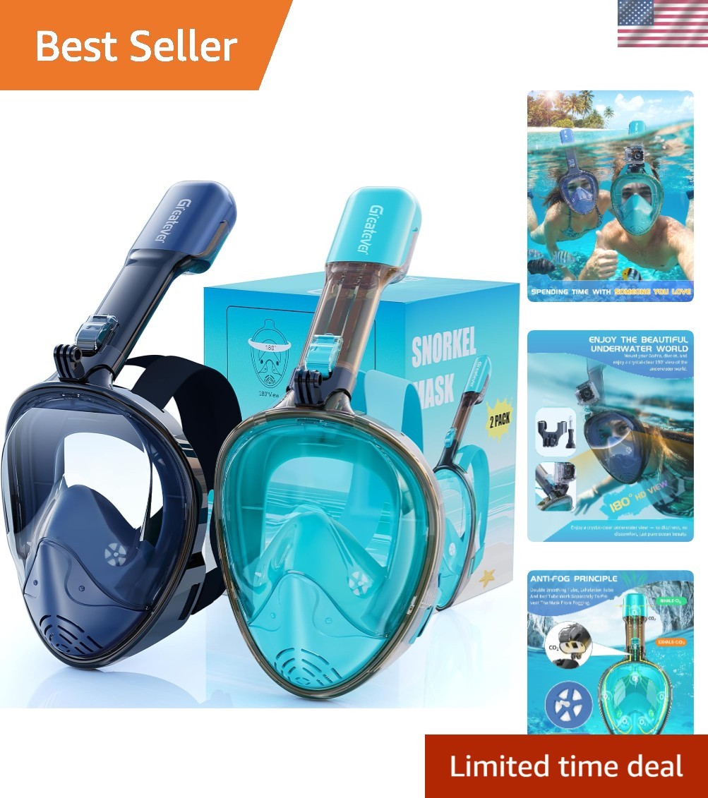 Safe and Comfortable Full Face Snorkel Mask – Large/X-Large with Quick-Dry Bag