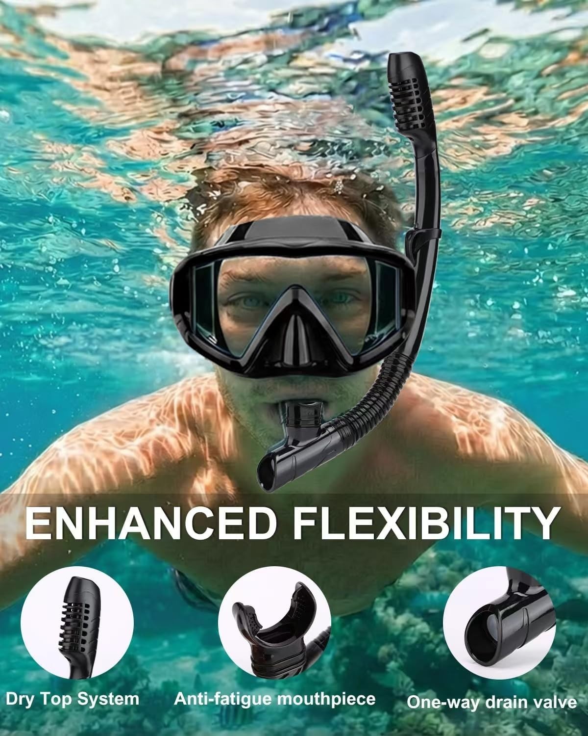 Innovative Dry Snorkel with One-Way Purge Valve for Hassle-Free Snorkeling