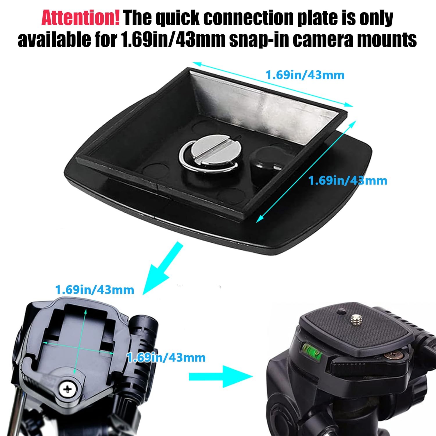 Voganacee 2-Pack Universal 43x43mm Quick Release Plate Set for Velbon 43*43mm