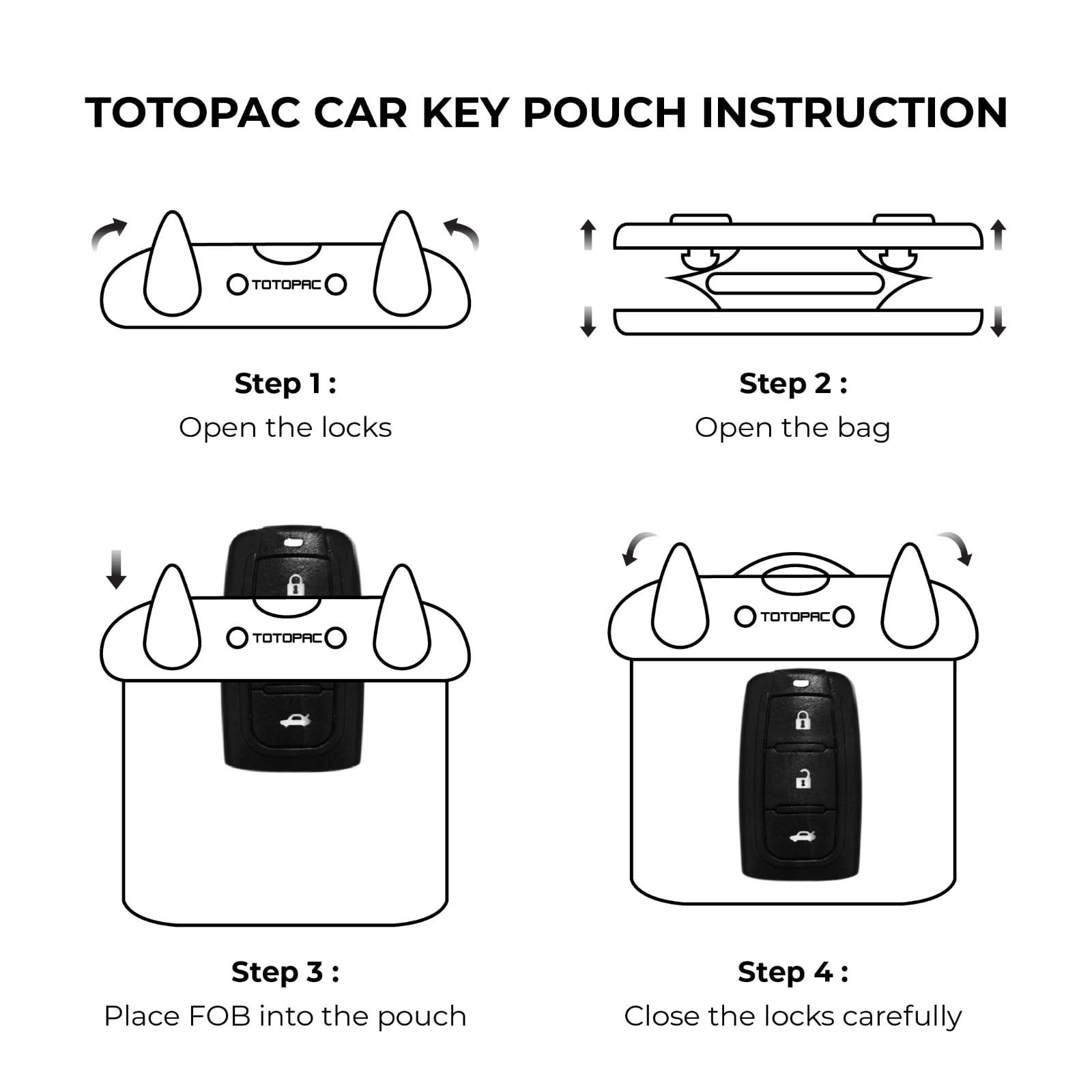 TOTOPAC 2Pack Waterproof Car Key 4.5 Inch X 4 X 0.6 Inch, Black + Orange