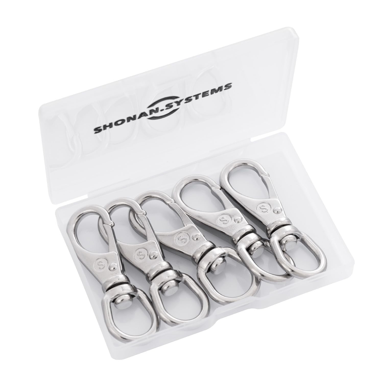 SHONAN 2.7 Inch Swivel Snap Hooks, 5 Pack Small Stainless Steel Spring Clips,…