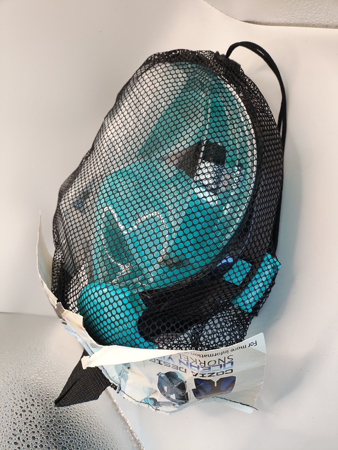 Cozia Design Adult L/XL Black Teal Ocean View Full Face Snorkel Mask