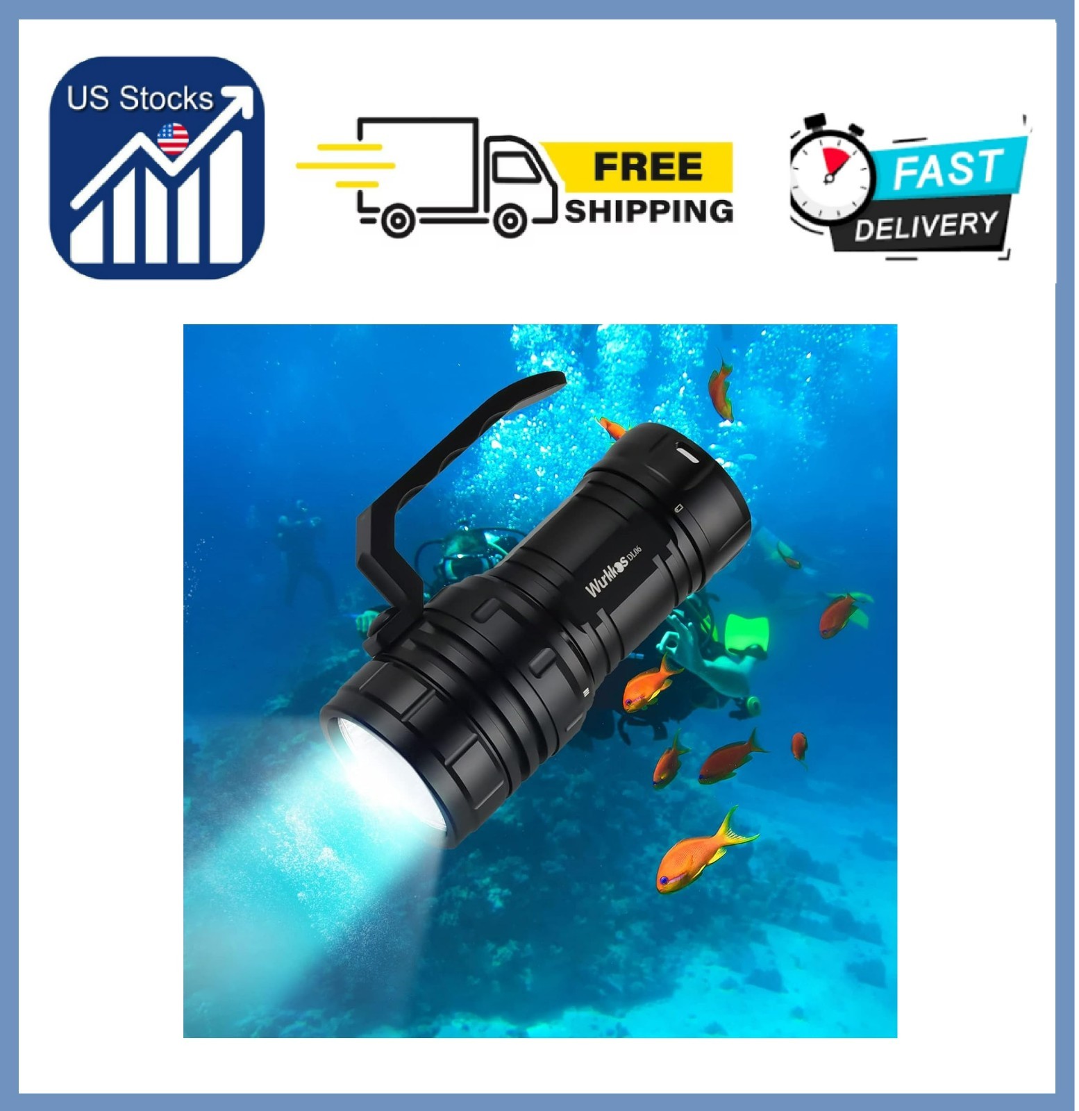 Diving Flashlight DL06 Max 15000 Lumen Scuba Dive Light, 100°Beam Angle Diving