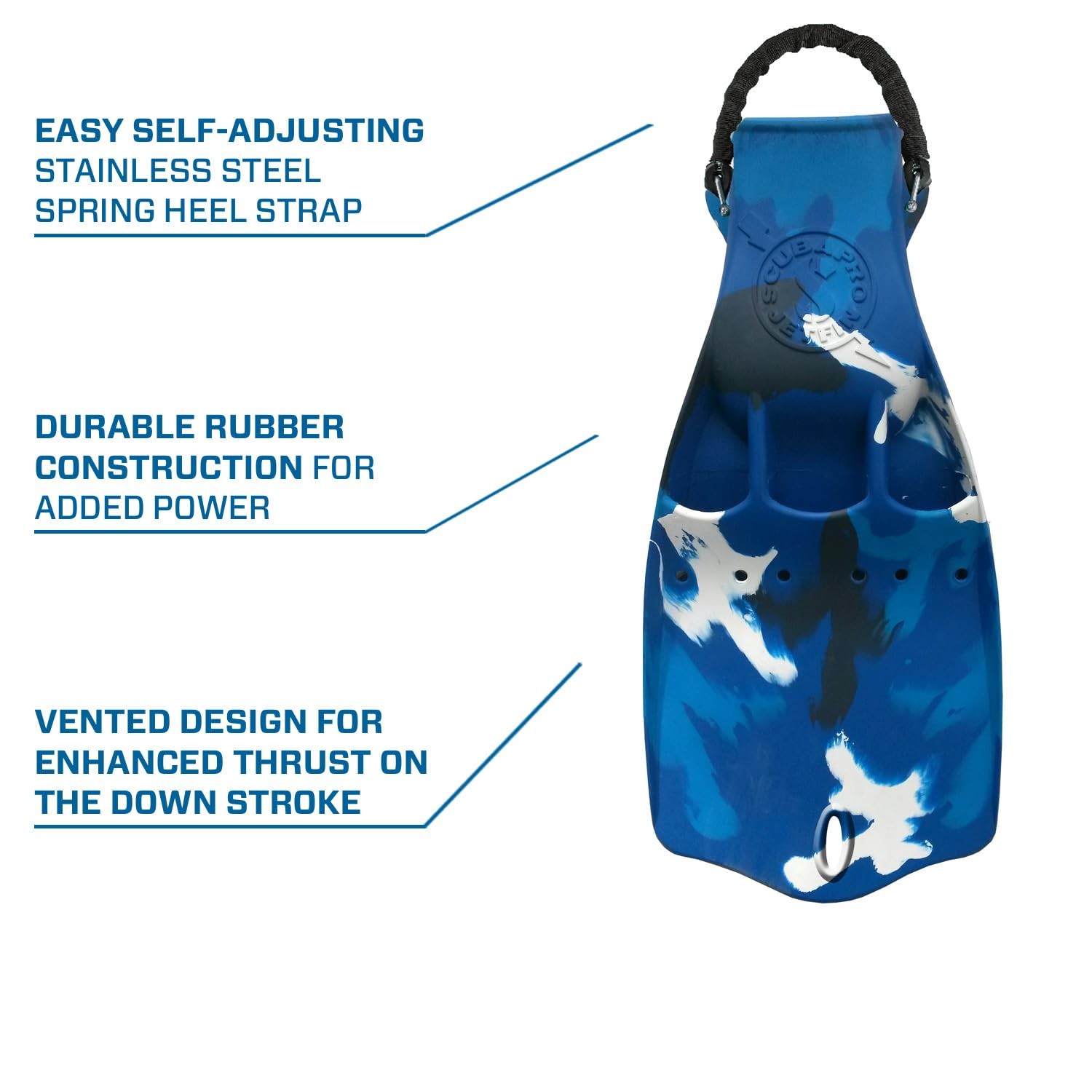 SCUBAPRO Jet Diving Fin with Spring Heel Strap (Blue Camo, X-Large, Blue Camo
