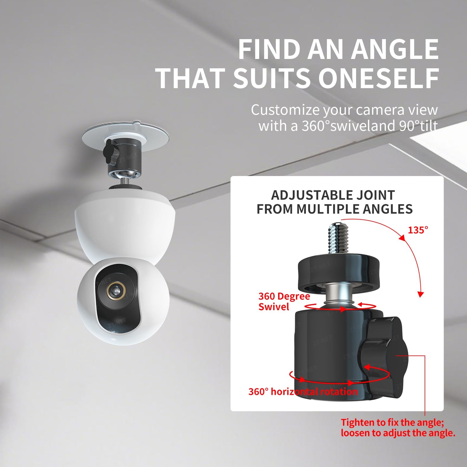 ZT-NET 24lb Magnetic Camera Mount Base with Mini Ball Head Super Strong Black