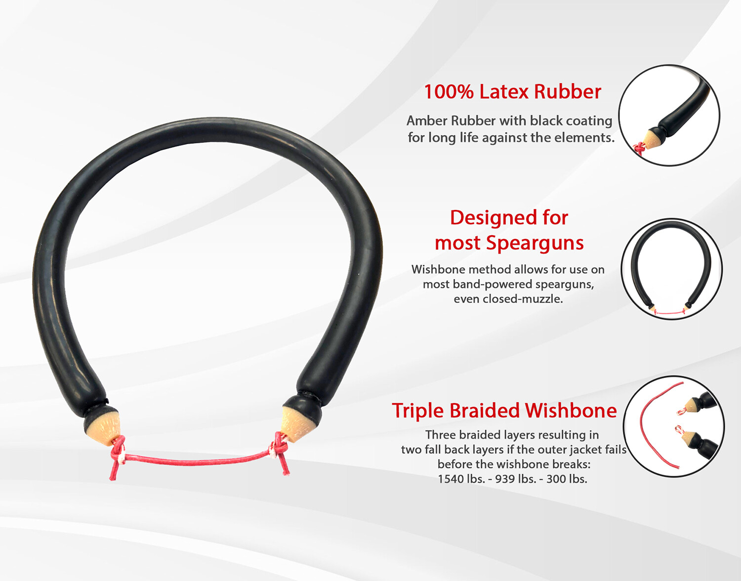 SPEARFISHING WORLD Speargun Rubber Bands 14 mm (9/16″) with Spectra Wishbone