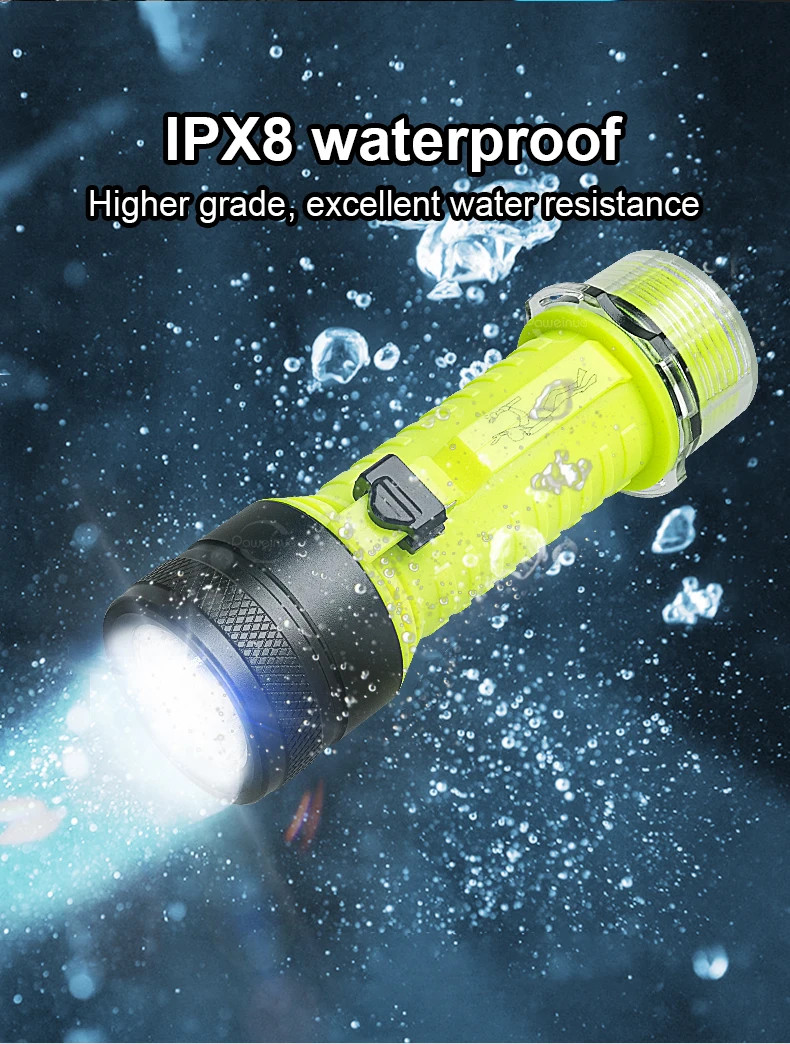 LED Diving Flashlight Scuba Diving Lamp Underwater Torch Waterproof IP68 Lights