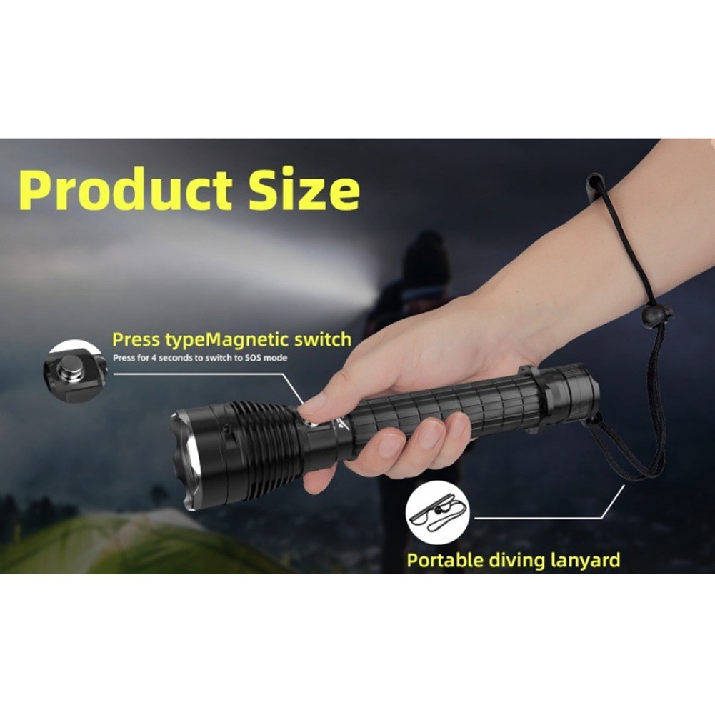 Scube Diving Flashlight P70-LED Light Waterproof Underwater Outdoor USB Torch
