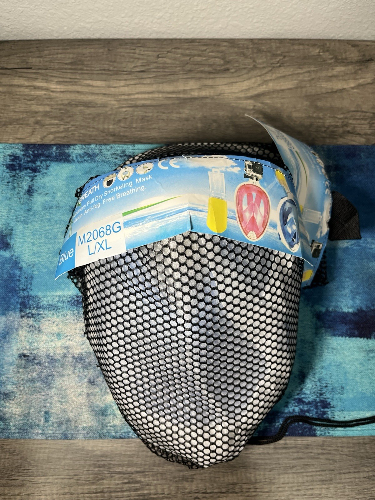 Full Face Free Breath Anti-Fog Snorkeling Dive Mask M2068G L/XL Blue — Lot of 2
