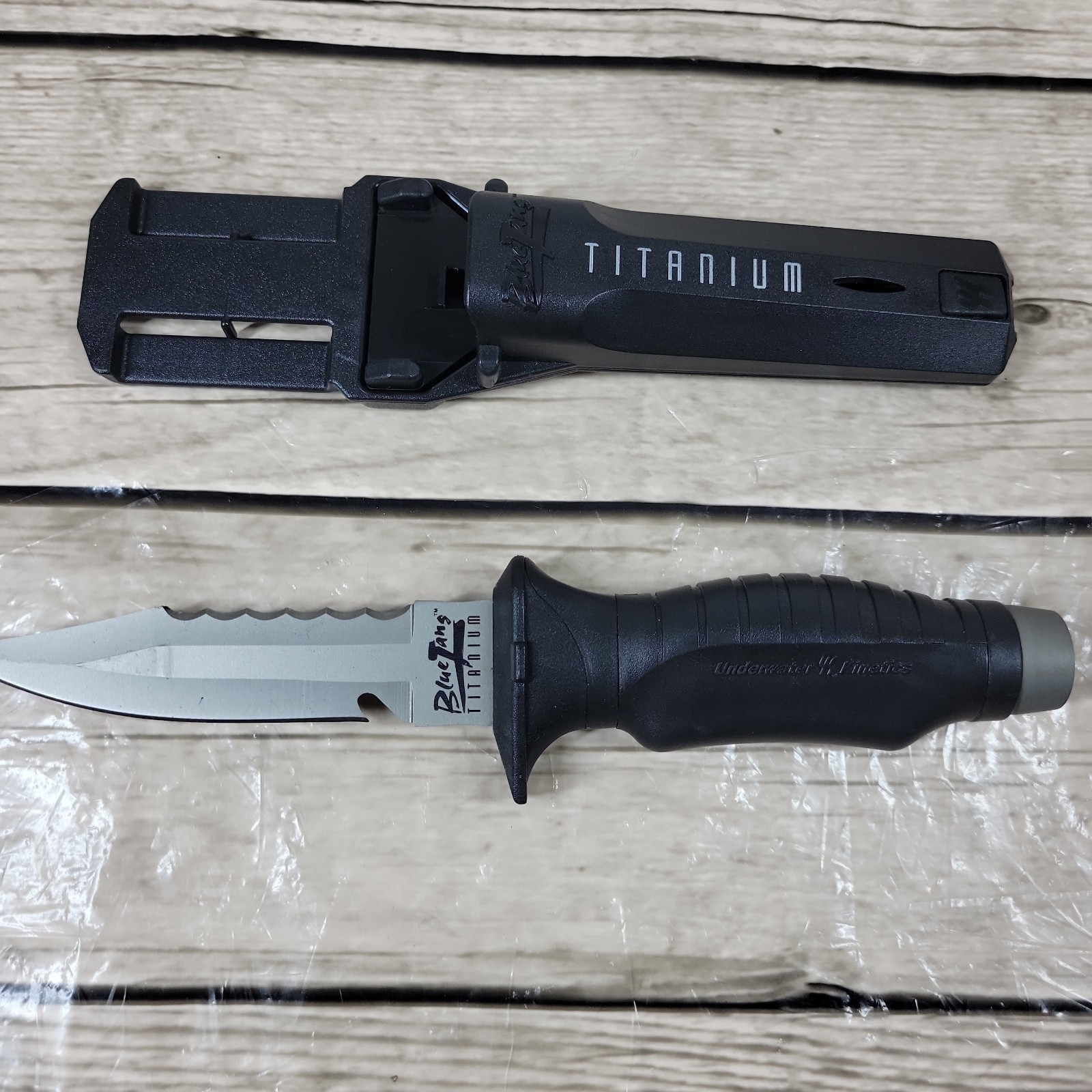 Underwater Kinetics Blue Tang Titanium Dive Knife Serrated Blade + Sheath