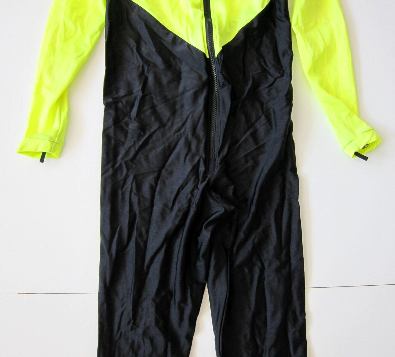 Aeroskin California Neon Yellow Black Nylon Zip Rash Guard Scuba Jumpsuit Medium