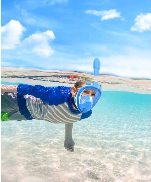 Kids Snorkel Mask Full Face, Snorkeling Set with Camera Mount, 180 Degree Pan…