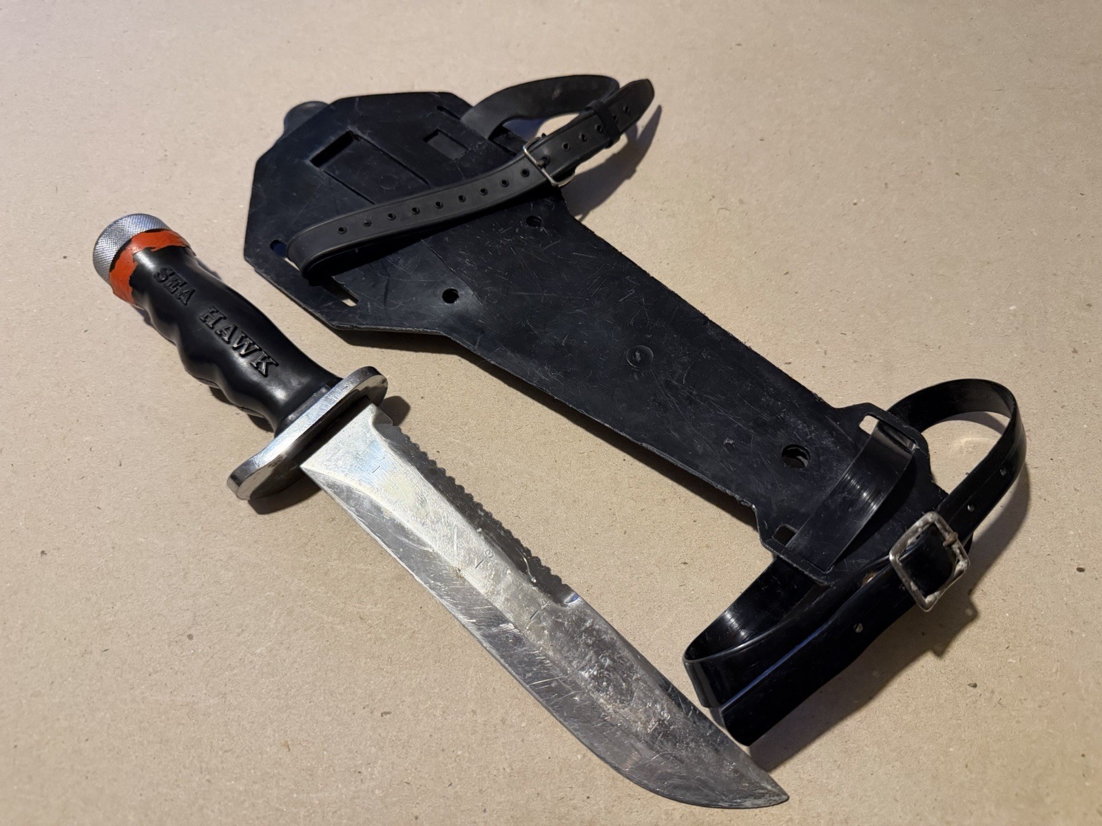 Sea Hawk Dive Knife Aqua lung Us Divers Scuba Diving Diver Vintage VTG For Parts