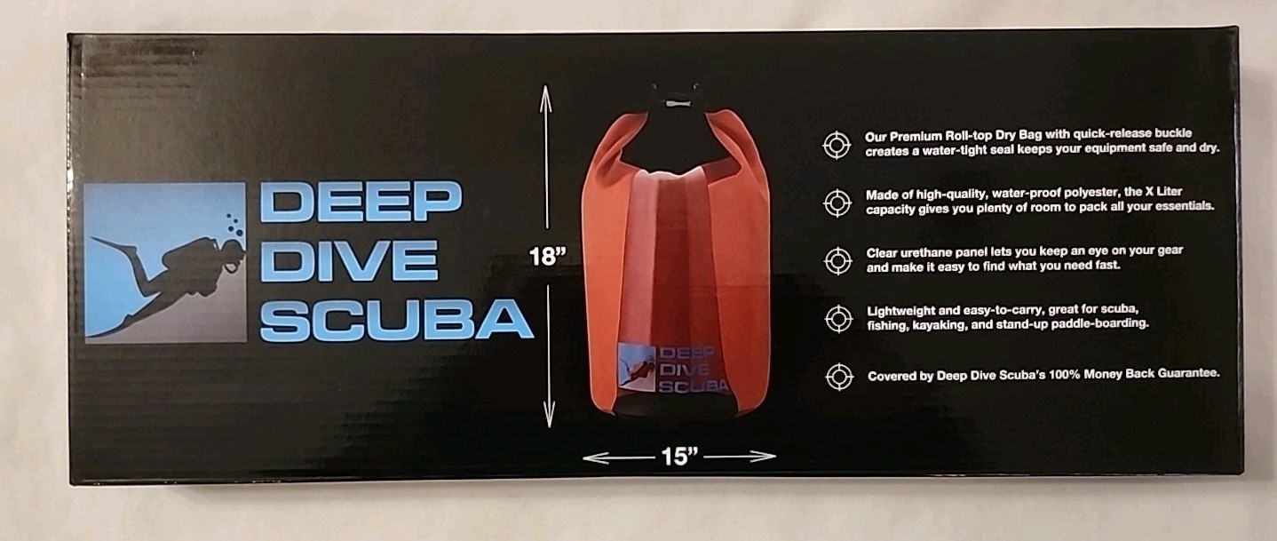 DEEP DIVE SCUBA WATERPROOF DRY BAG 18in X 15in ORANGE