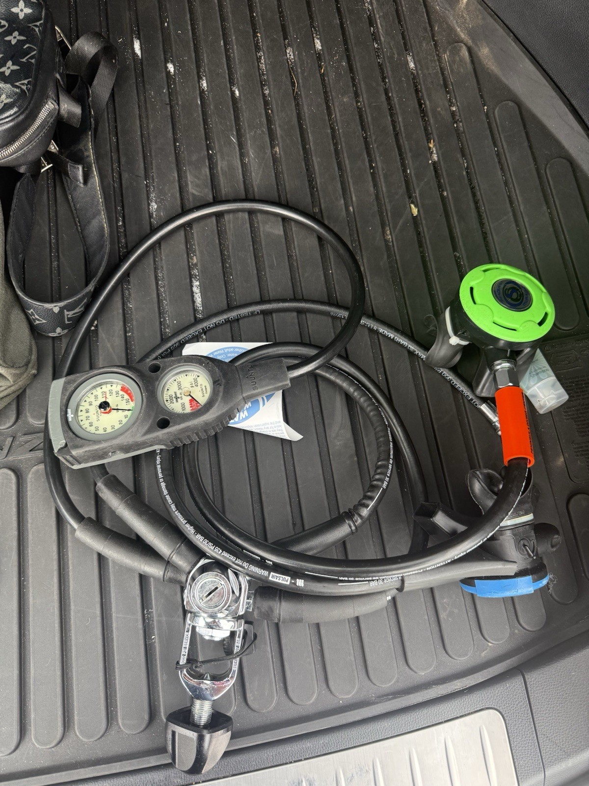 Scubapro Black Scuba Tank/Cylinder w/ Valve, Regulator & Gauges Lot