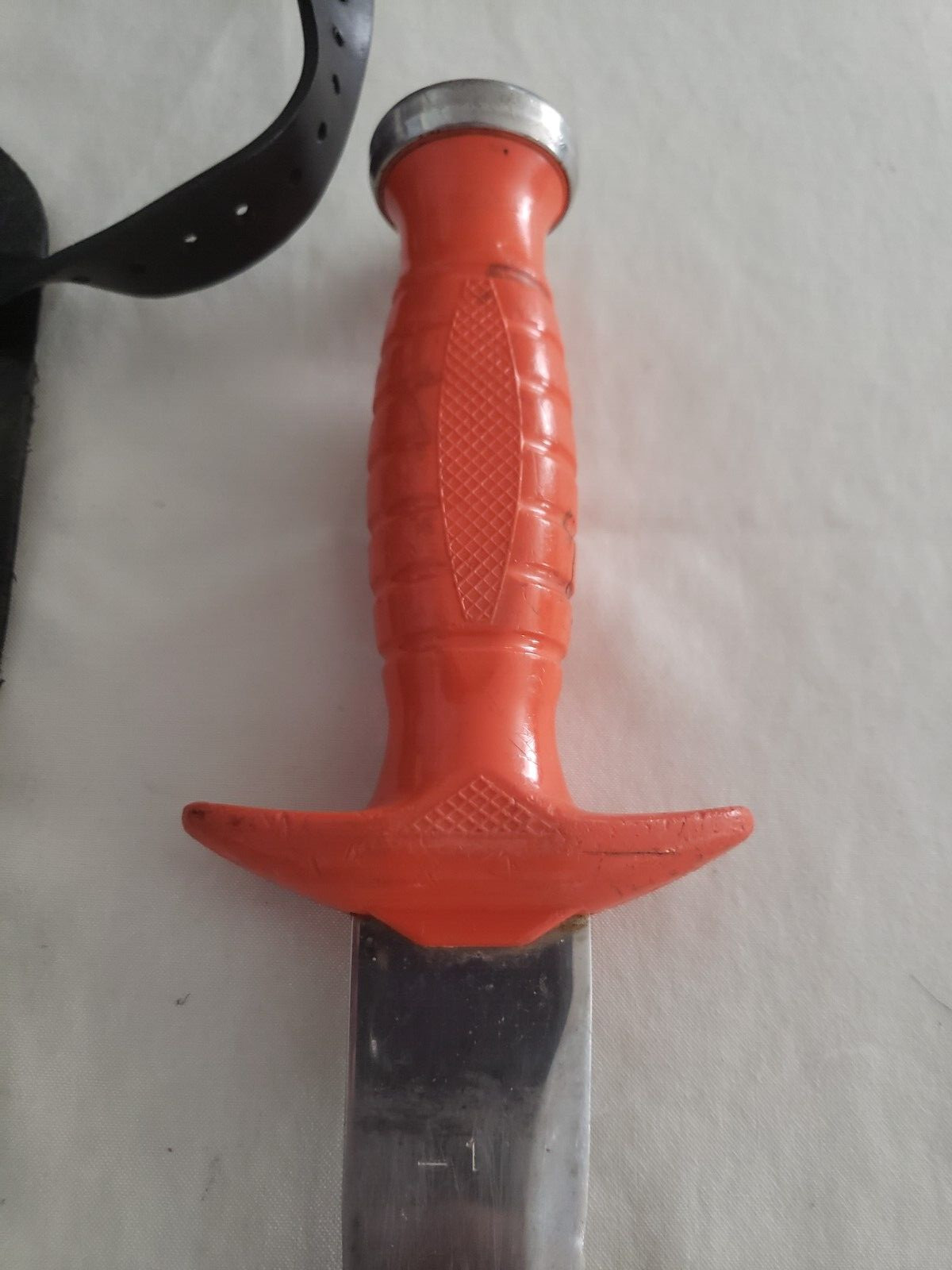 AMF Swimaster Dive Knife, Serrated, Stainless Steel, Orange Handle, Black Sheath