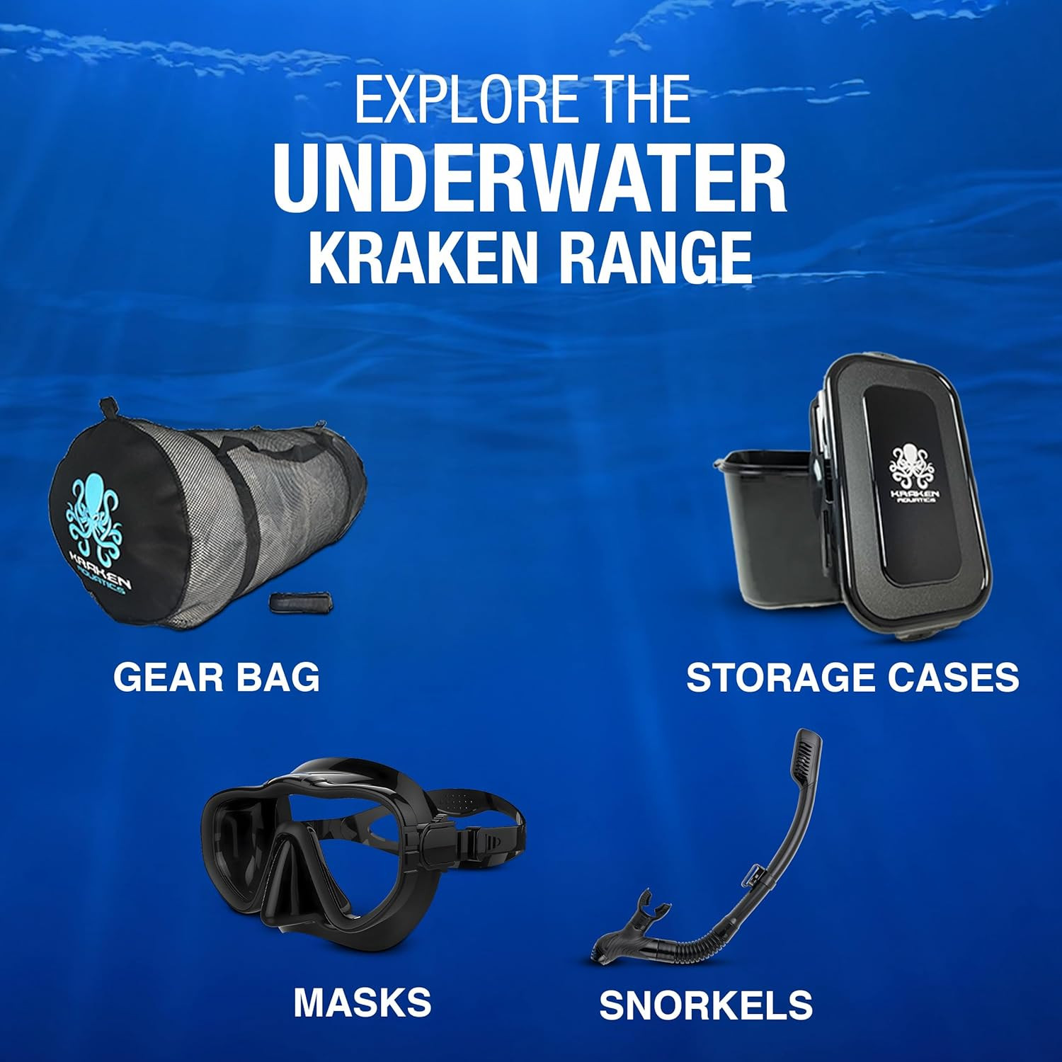 Kraken Aquatics Scuba Diving Mask – Tempered Single Lens Glass Anti-Fog Snorkel