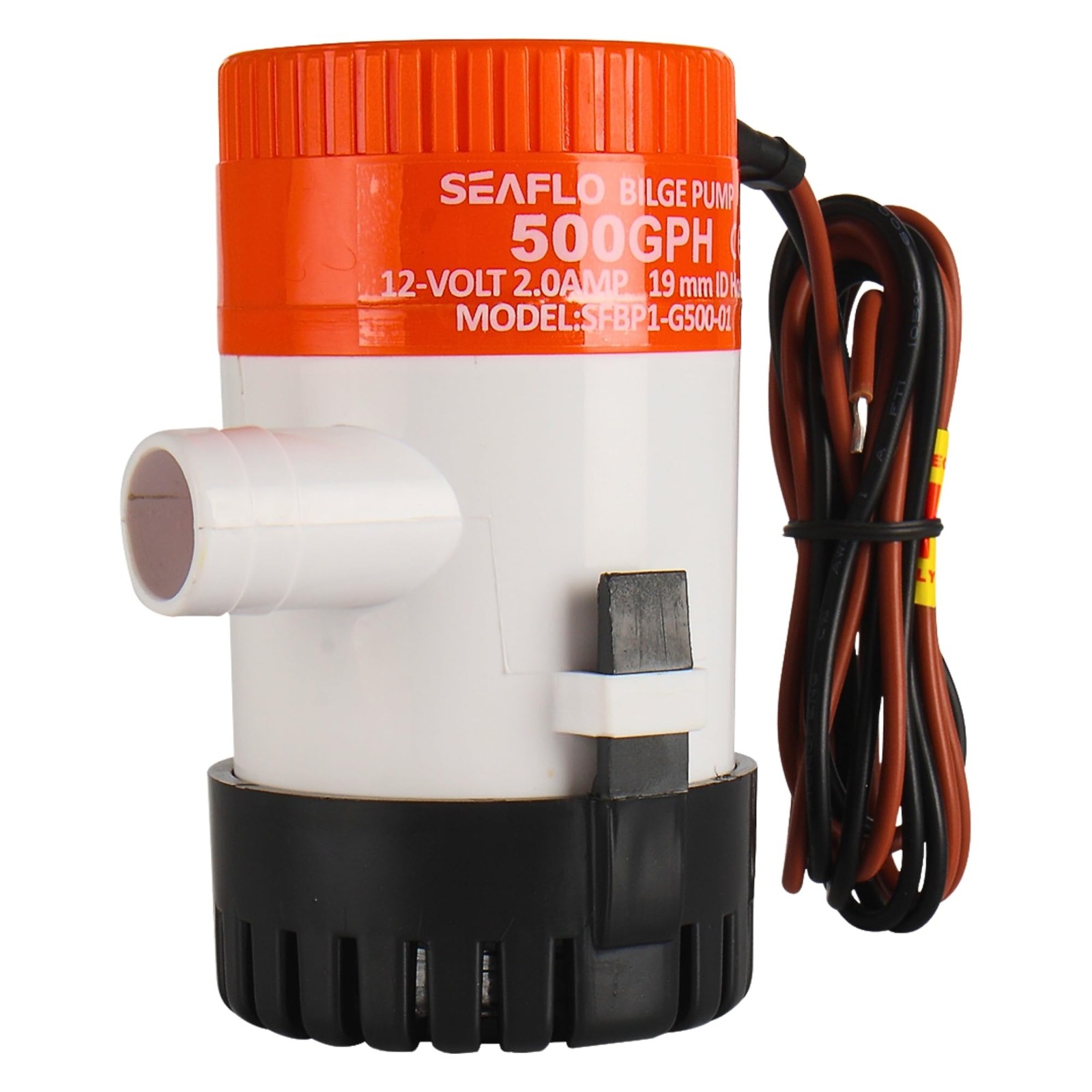 SEAFLO 01 Series 500 GPH Bilge Pump – 12V, 3/4″ Outlet, Marine Black