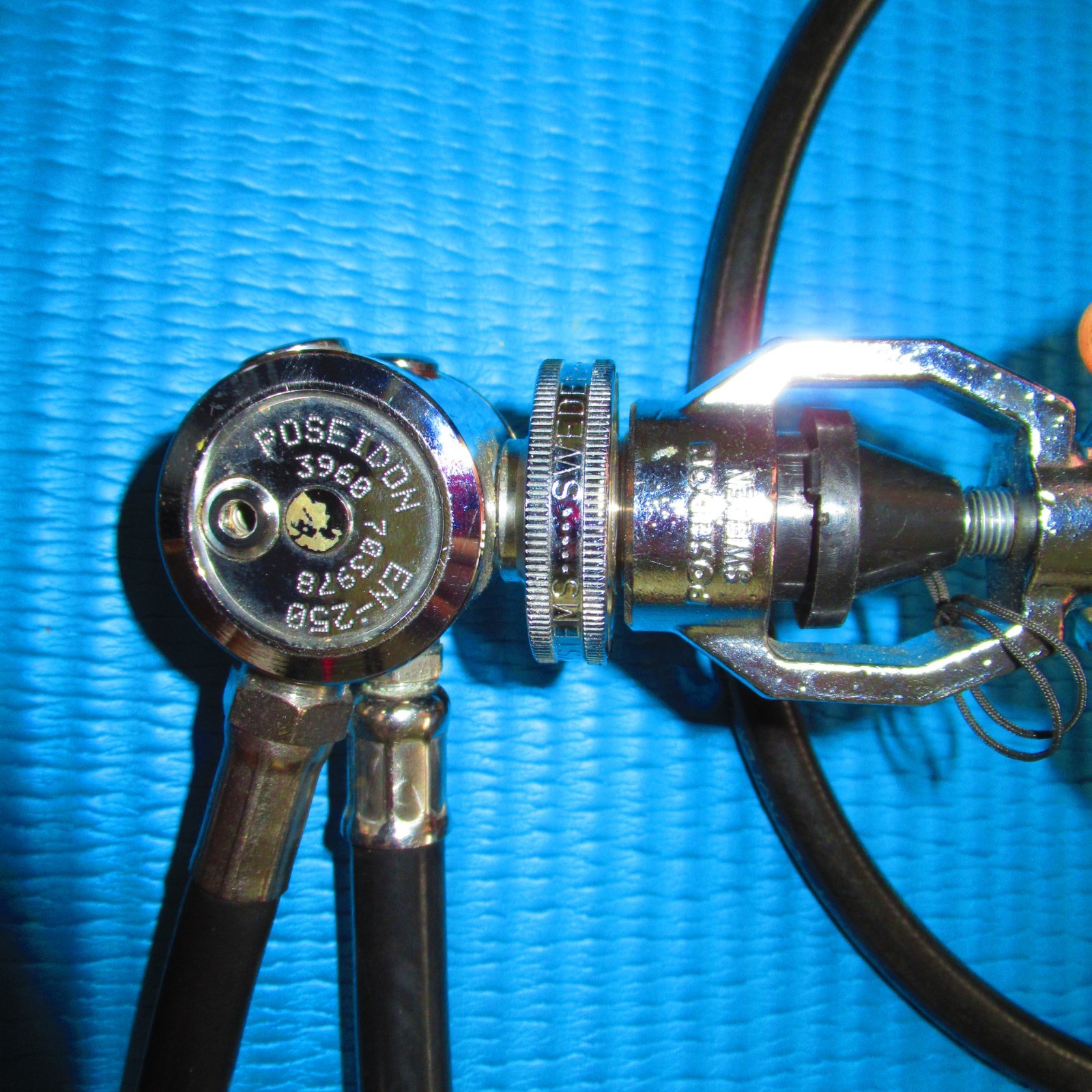 Vintage Poseidon 3960 1st Stage Scuba Diving Regulator with Cyklon 2nd Stage.