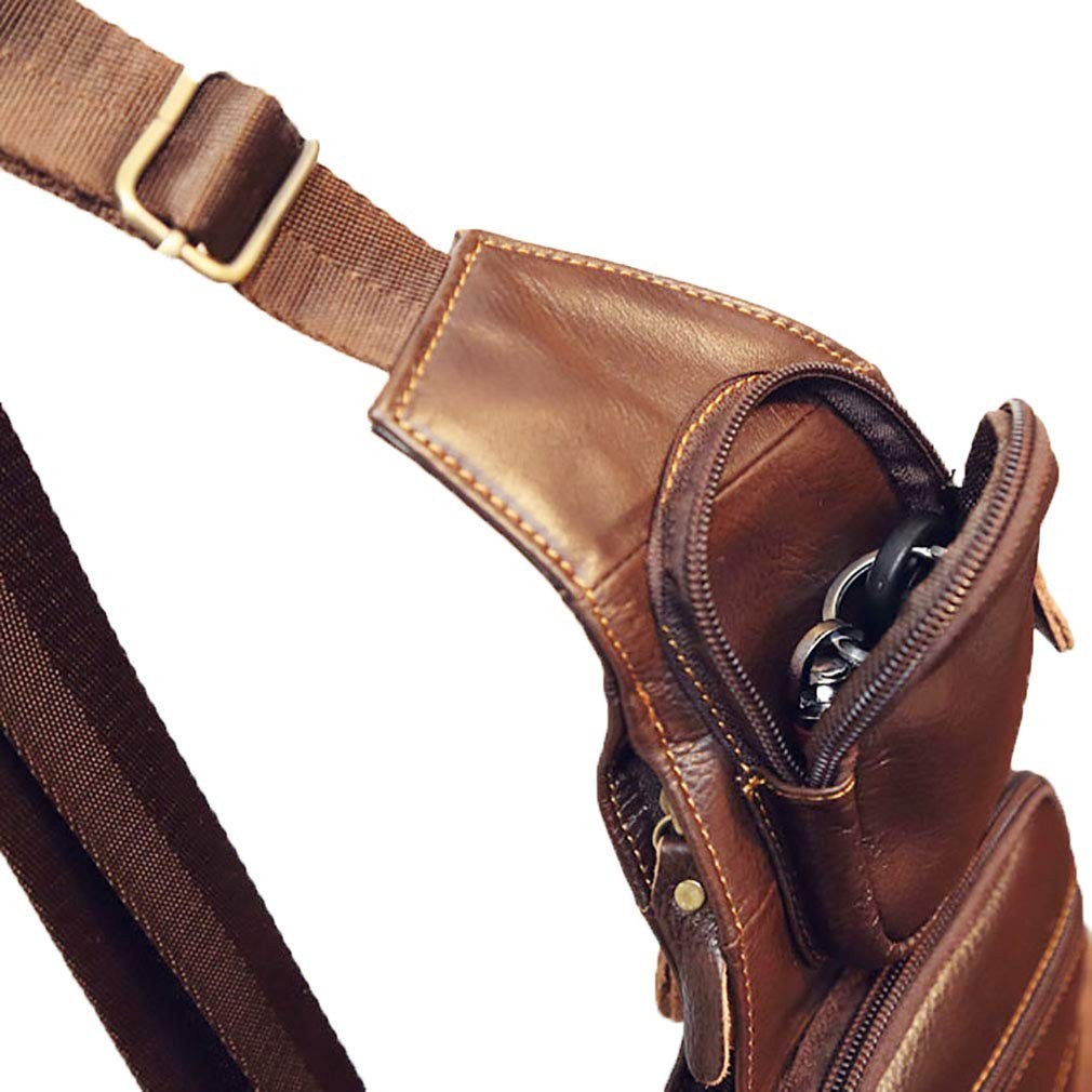 Leather Sling Bag Backpack 18cm(W)x4cm(D)x38cm(H)(7.0″x1.5″x14.9″), Coffee