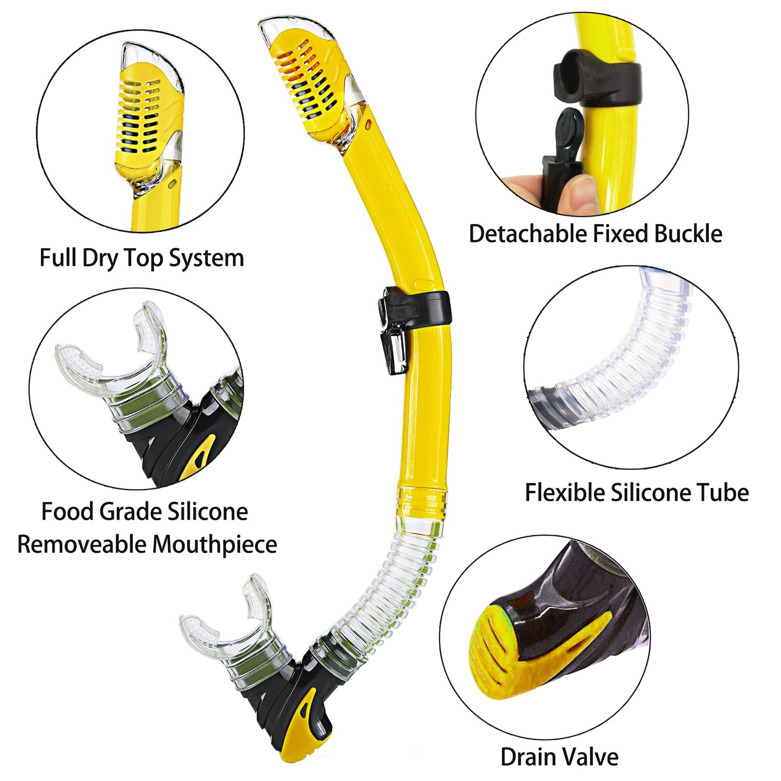 DiVLMT Snorkeling Gear for Adults with US Men 4-8.5 | Lady 6-9.5, Yellow