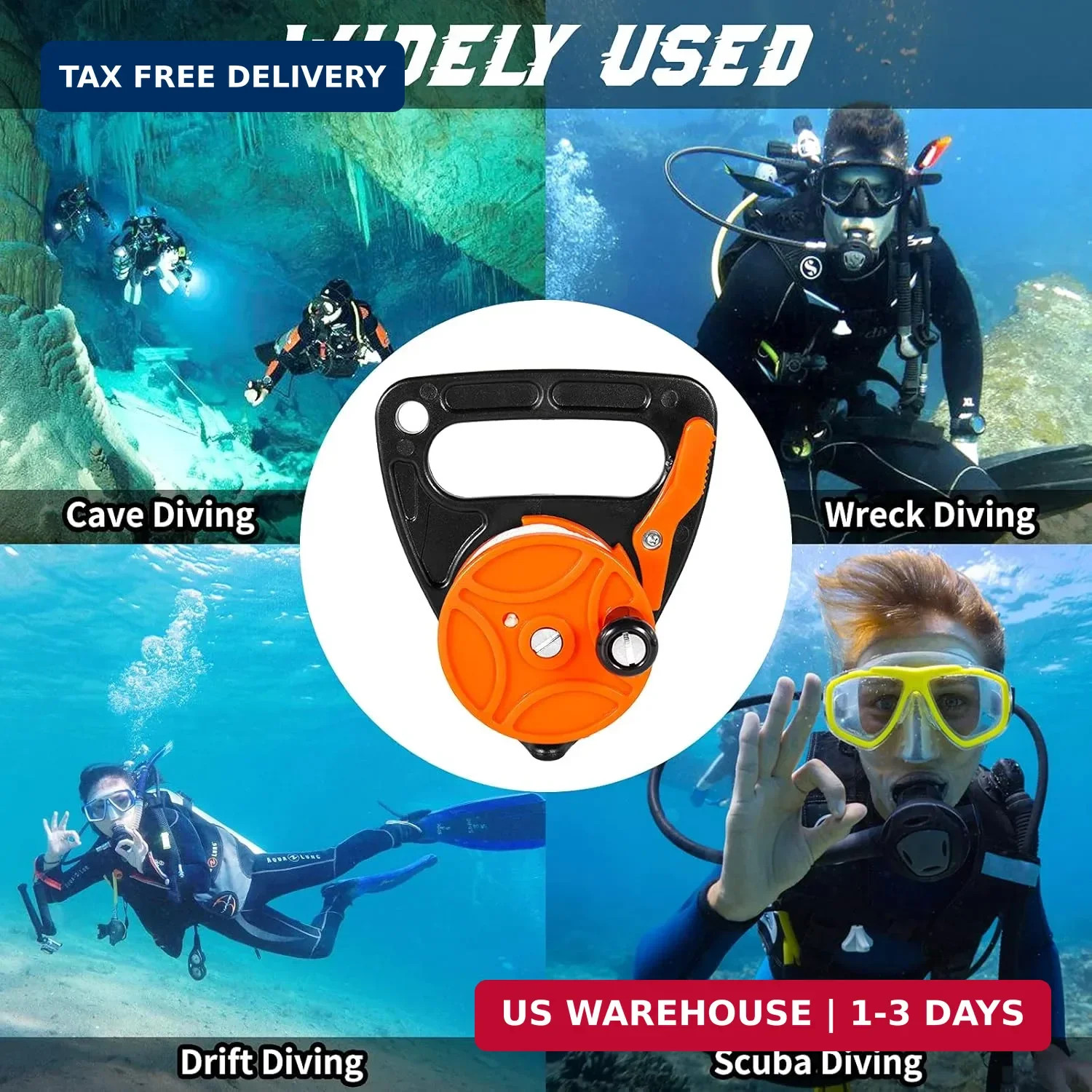 Compact 150ft Scuba Dive Reel Kayak Anchor with Thumb Stopper for Safety Underwa