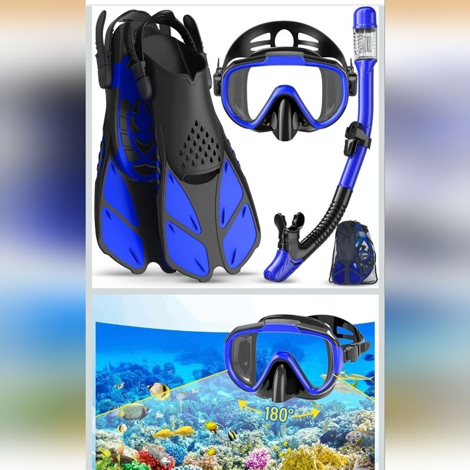 Ubekezele Snorkeling Gear for Adults Men Women, 4 in 1 Snorkel Set