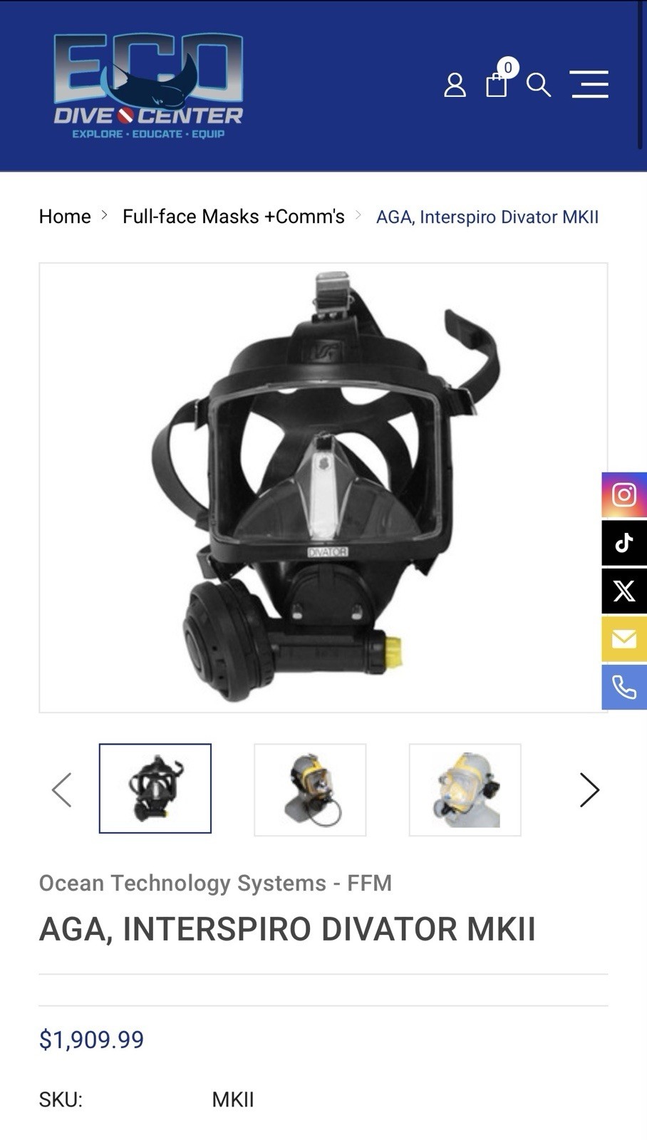 Interspiro Divator MKII Full Face Mask W/Buddy Phone & More – NEW -Fast Shipping