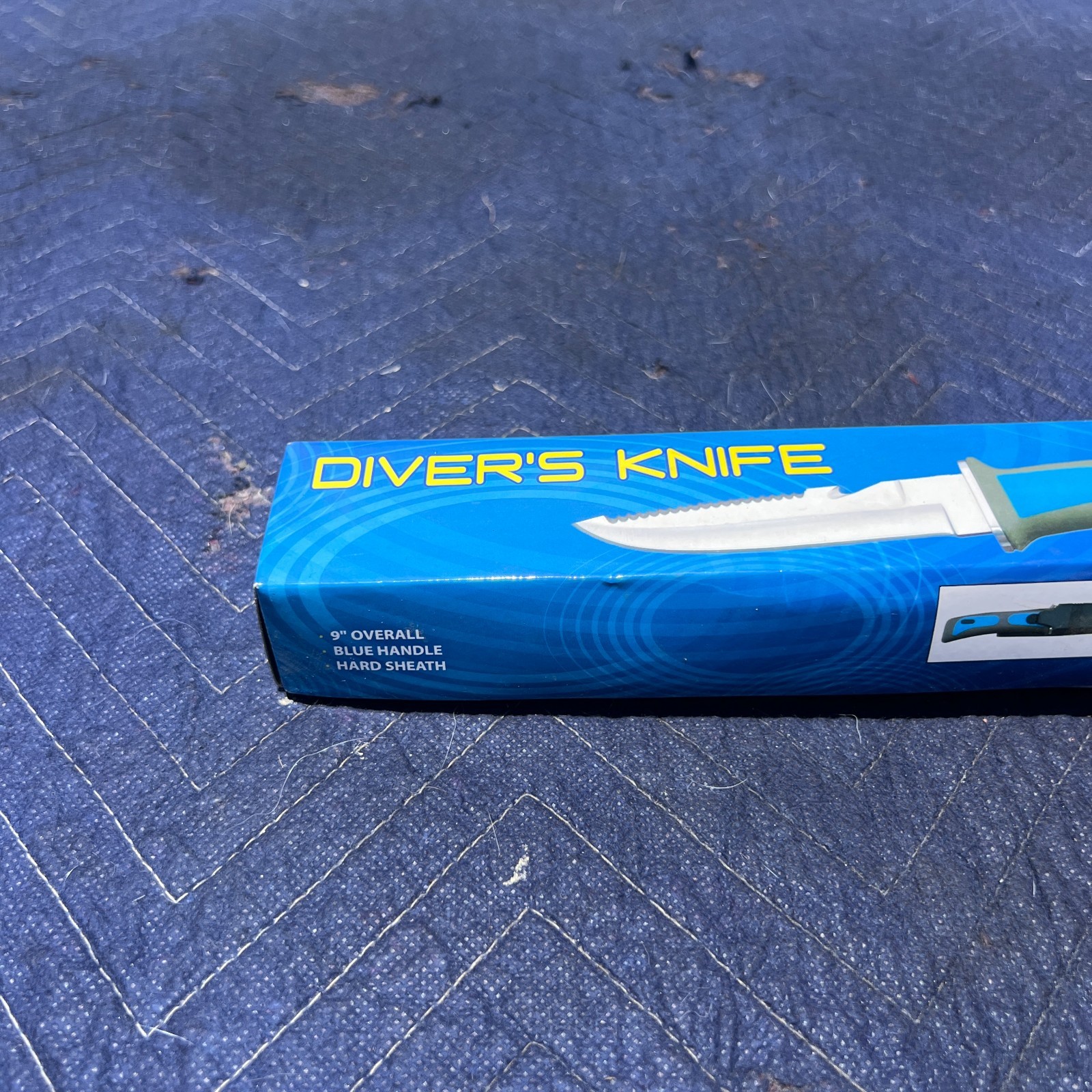 NEW Rite Edge 9″ Dive Knife – Serrated Blade + Line Cutter, Blue Handle + Sheath