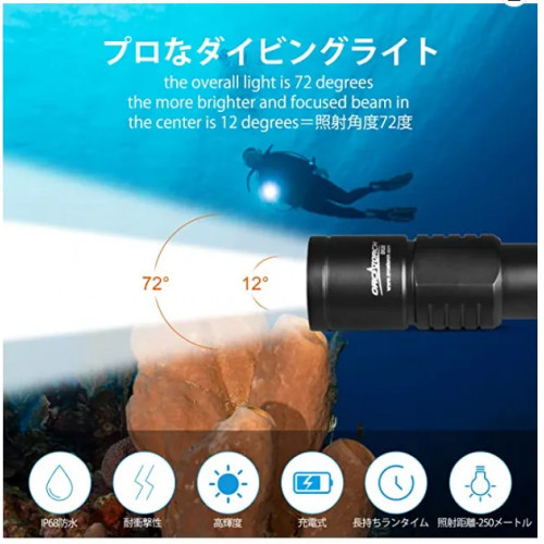 ORCATORCH D520 Diving Light Underwater Light Equipped Maximum Output 1000 Lumens