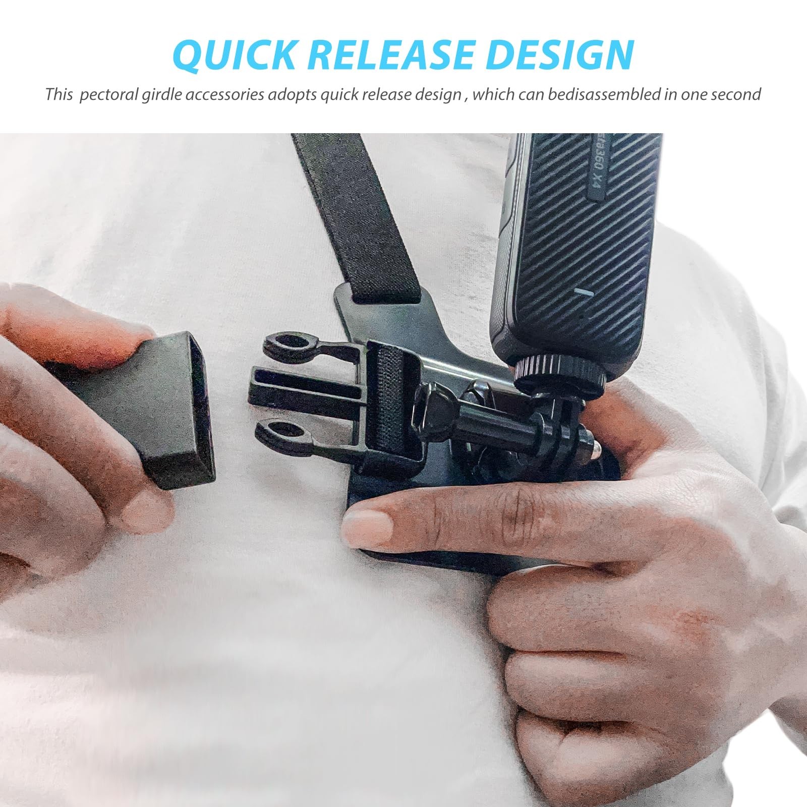 Adjustable Chest Mount Harness for Insta360 X5 X4 X3 X2 X ACE Pro ONE Black