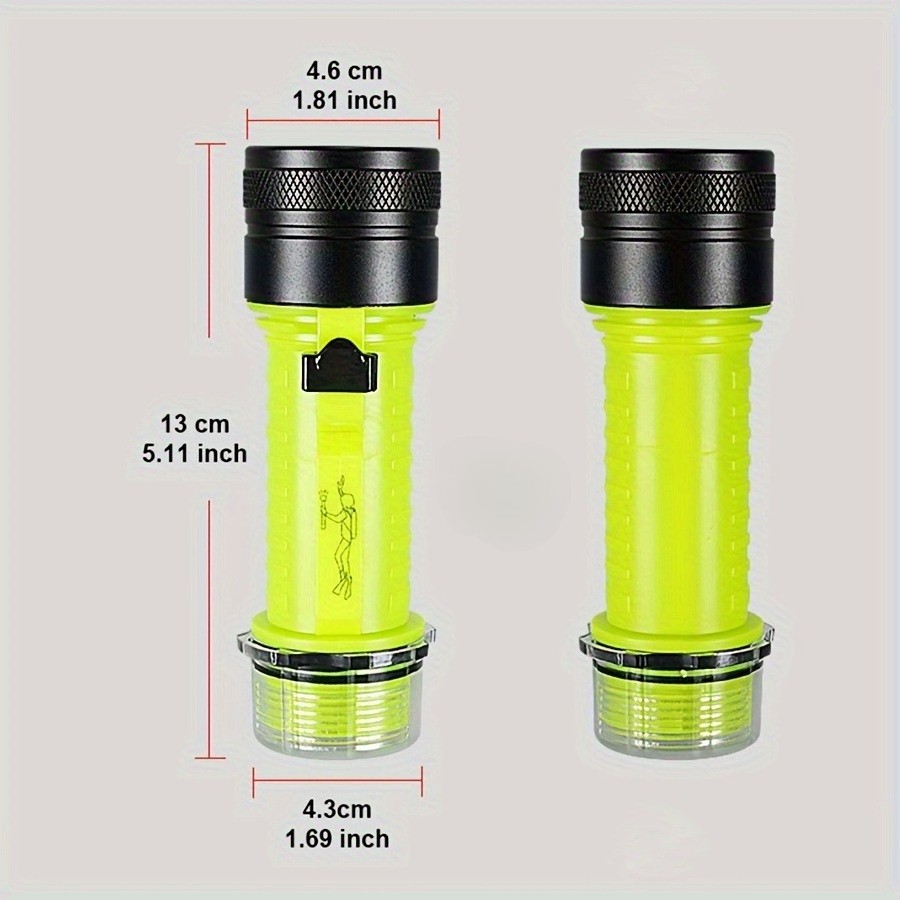 White/Yellow Light Diving Flashlight Scuba Underwater 100M Rechargeable Lantern
