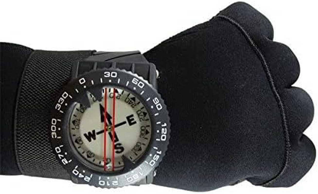 Deluxe Underwater Compass with Glowing Dial and Adjustable Strap – Black
