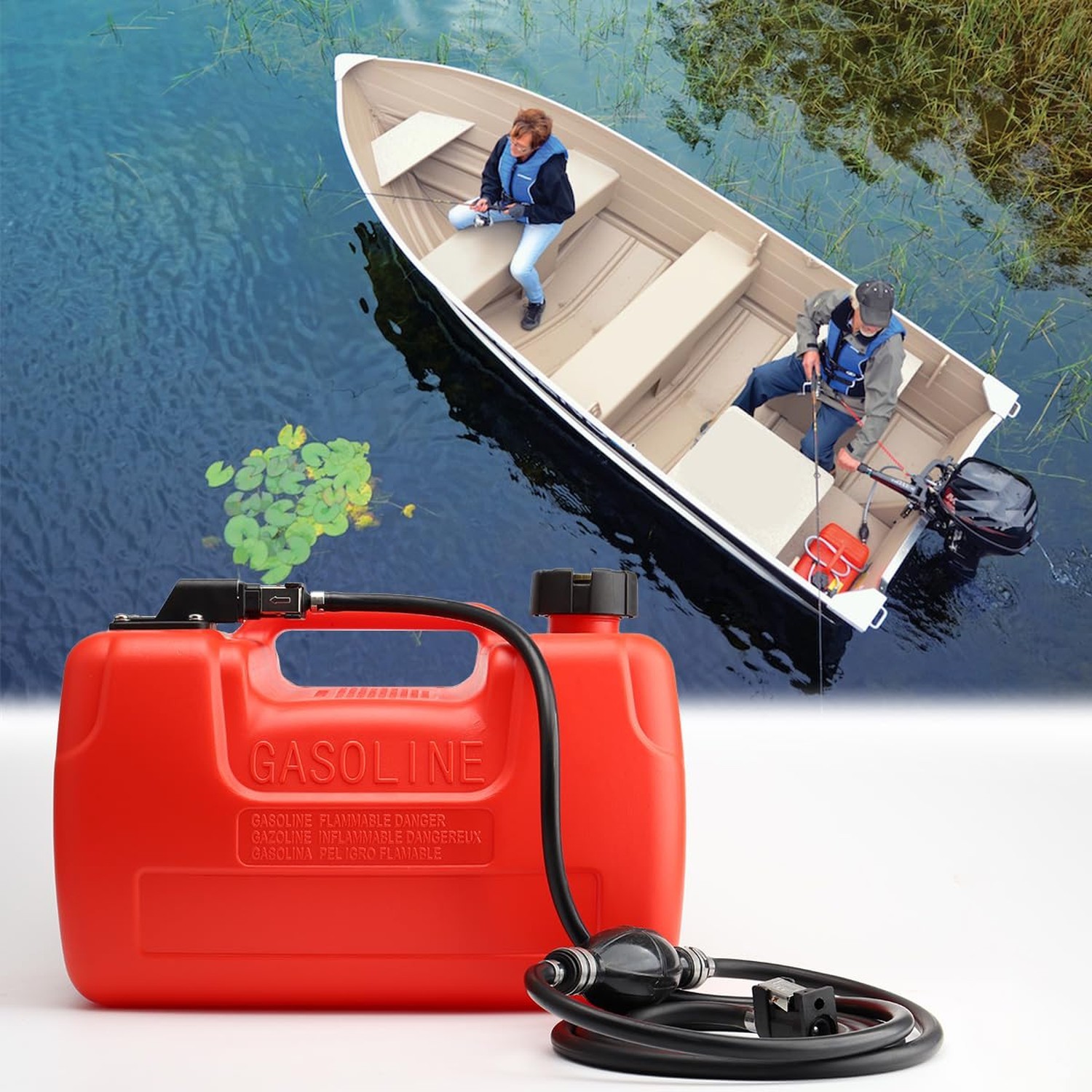 Marine Portable Boat Tank 3 Gallon 12L Transfer Tank with Hose, Gauge for Out…