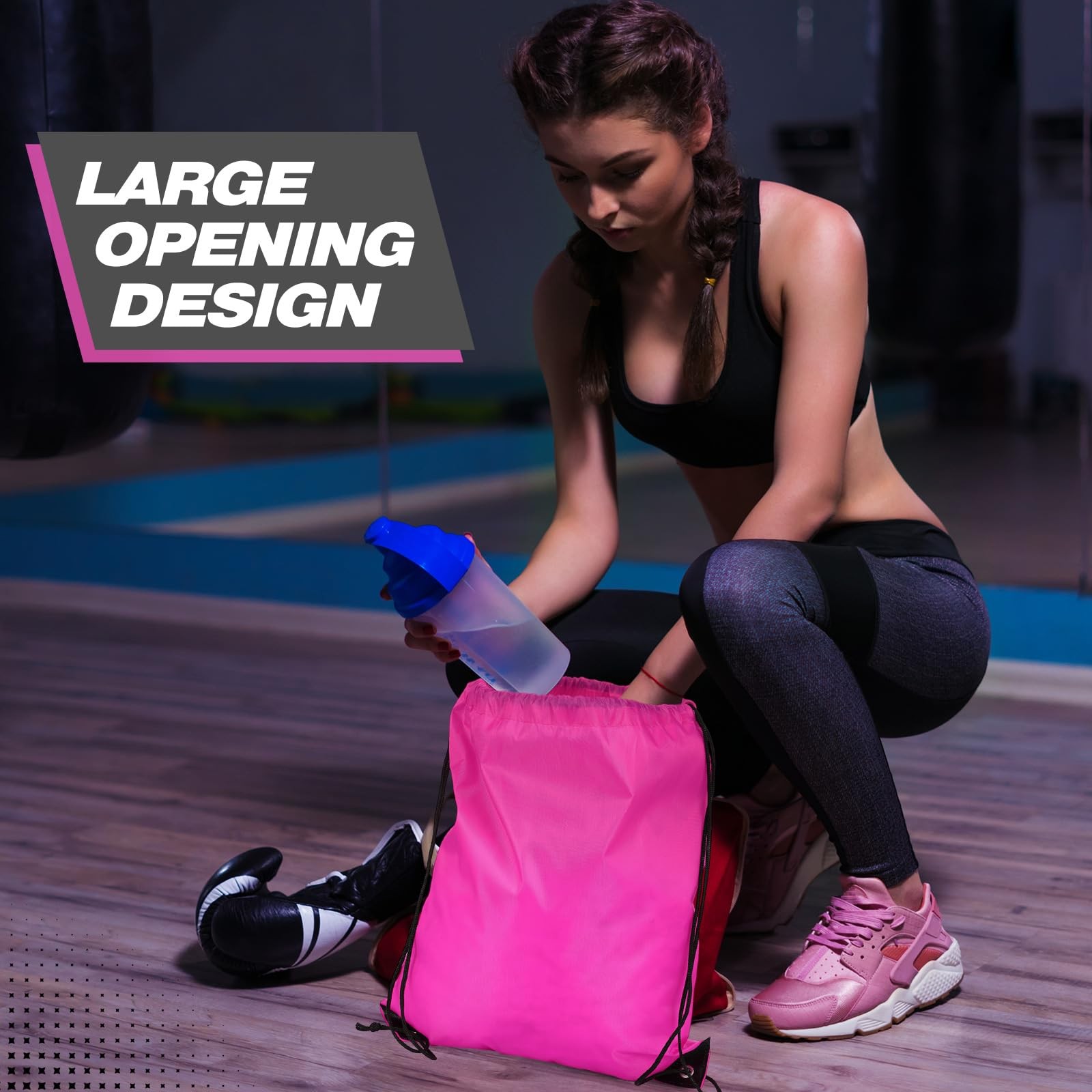 Shappy 60 Pcs Drawstring Backpack Bulk Sports Gym 17 x 13.4 inches, 10 Colors