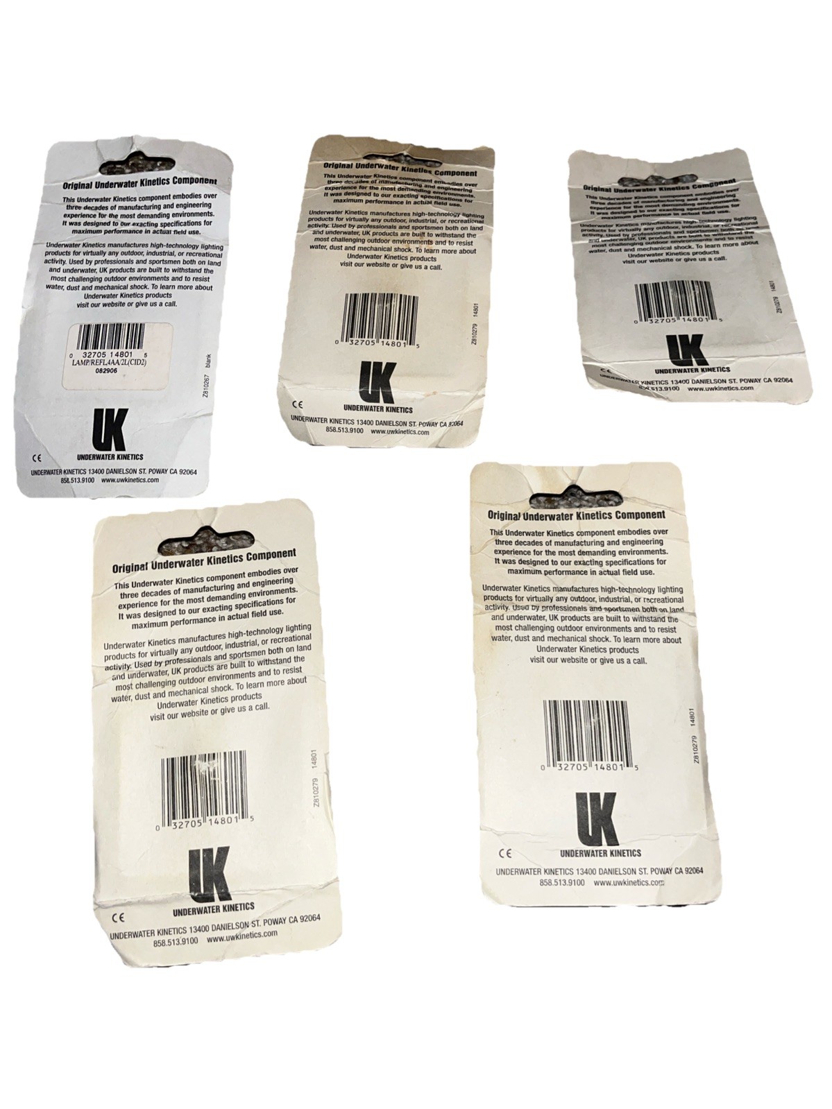 (5) UK Underwater Kinetics LAMP/REFLECTOR 4AA 14801 D1402 Xenon Filled 2.1 watt