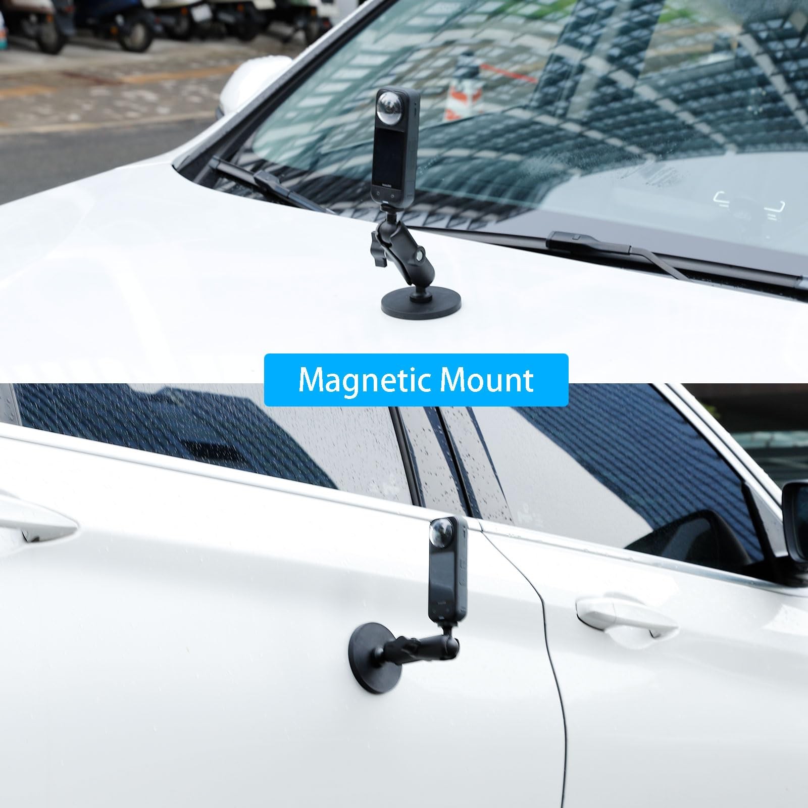 xik 2 in 1 Suction Cup and Magnetic Camera Mount Stand Kit for Small, Black