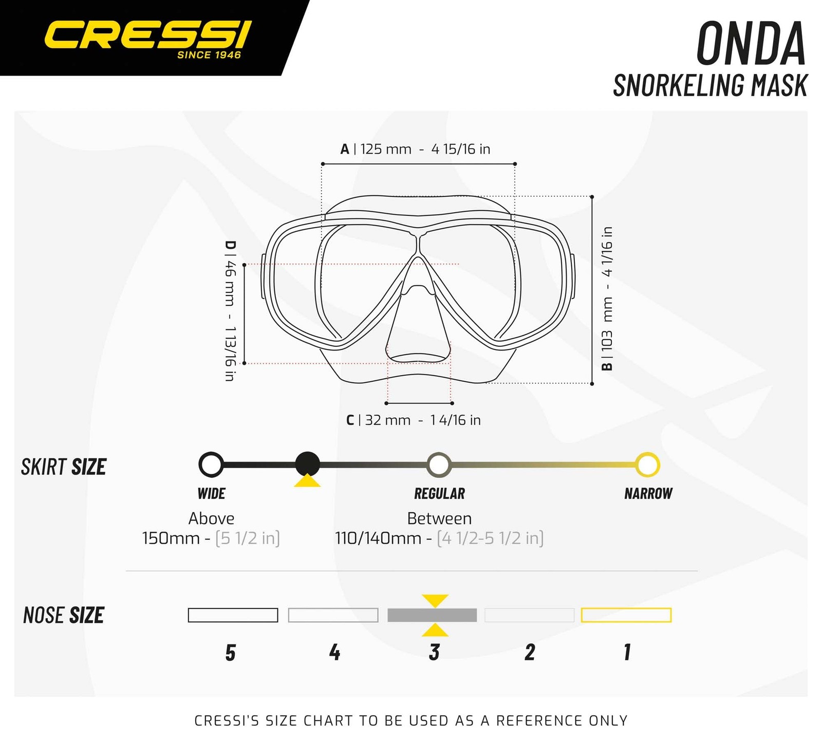 Adult Single Lens Snorkeling Diving Mask- Excellent View | Onda: made in Italy