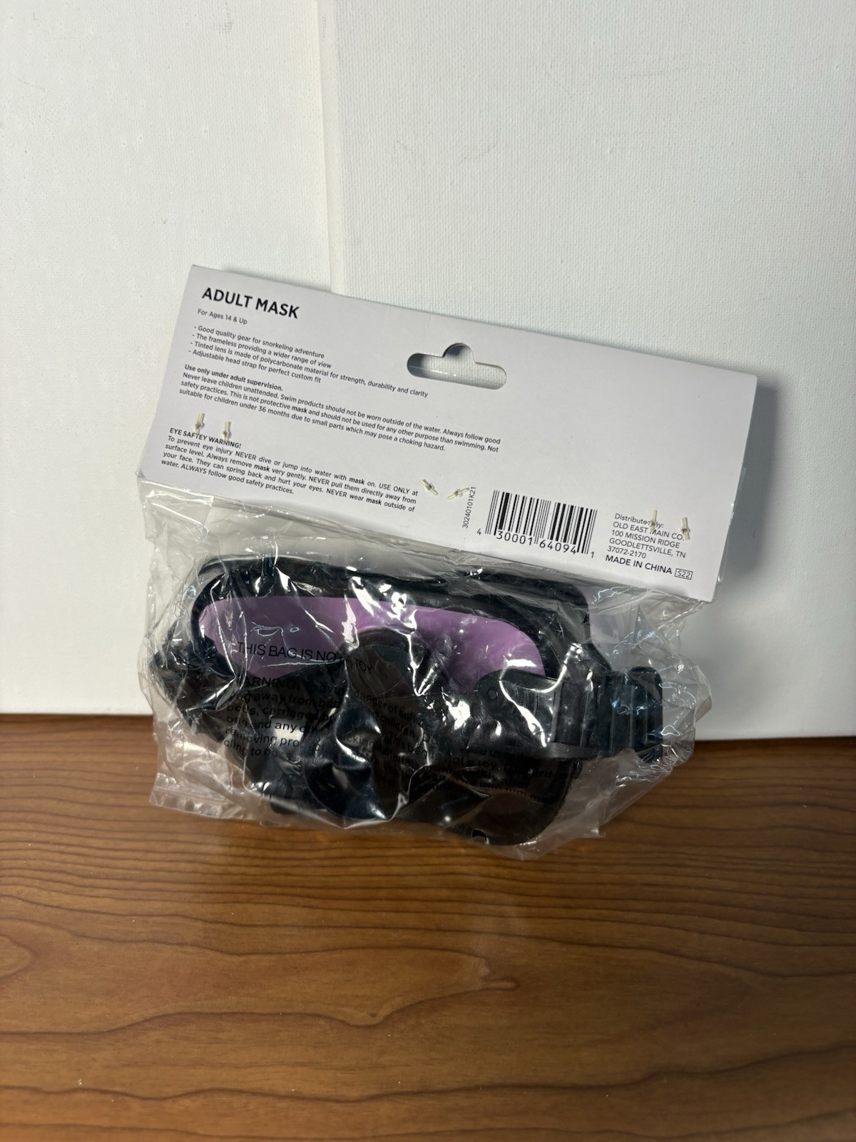 Adult Purple And Black Swim Mask One Size
