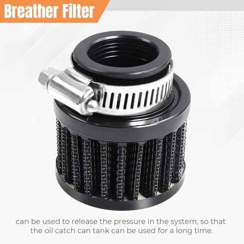 1.2L Universal Aluminum AN10 Twin Baffle Dual Filter Engine Oil Catch Black