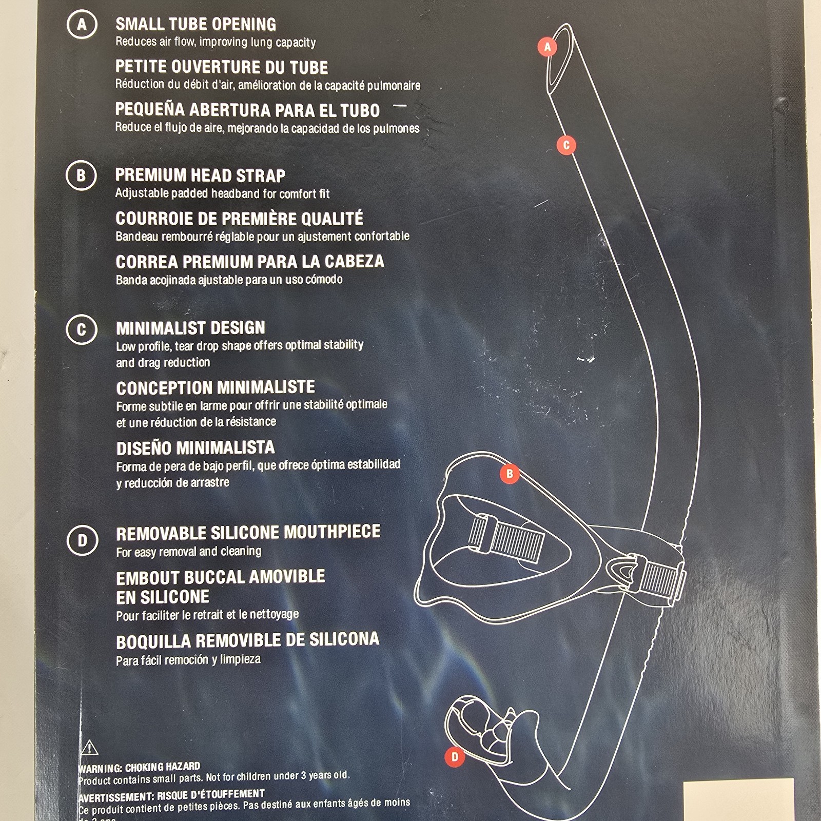 SPEEDO BULLET HEAD CENTER TRAINING SNORKEL UNISEX ADULT BLACK NEW SEALED