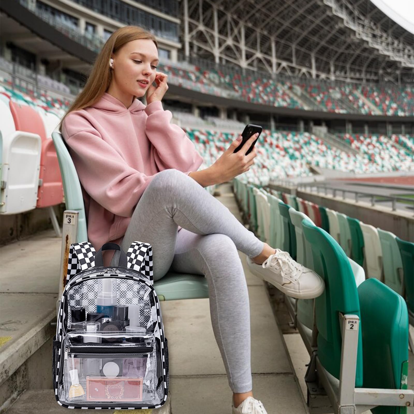 BTOOP Clear Mini Backpack for Stadium Events 12» H-Mini, Black White – Plaid