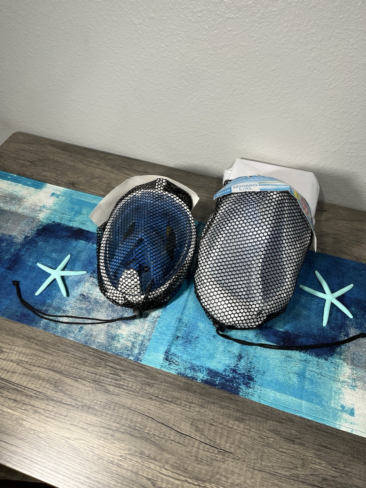 Full Face Free Breath Anti-Fog Snorkeling Dive Mask M2068G L/XL Blue — Lot of 2