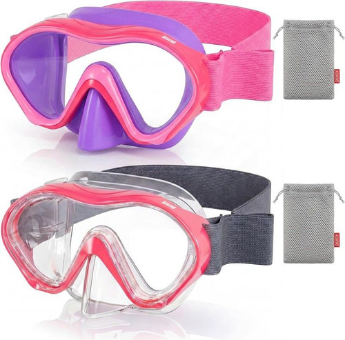 Aegend 2 Pack Kids Swim Goggles with Nose Cover for 3-15, Knitted…