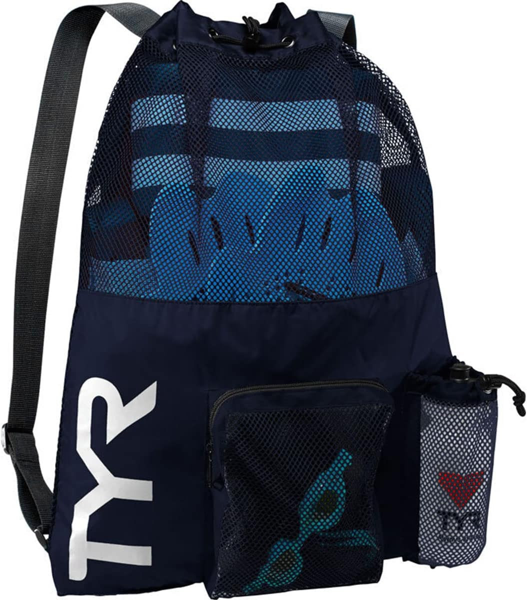 TYR Big Mesh Mummy Backpack for Wet Swimming, Gym, and Workout Gear , Pink